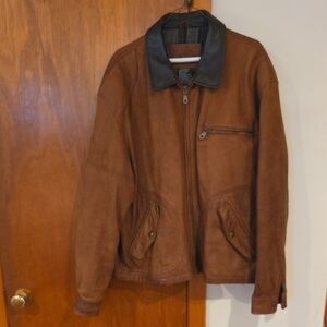 St Johns Bay Vintage Men's Brown Leather Jacket